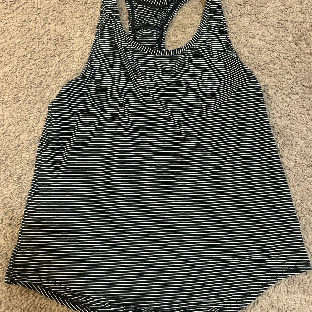 lululemon athletica Black and White Striped Tank Top